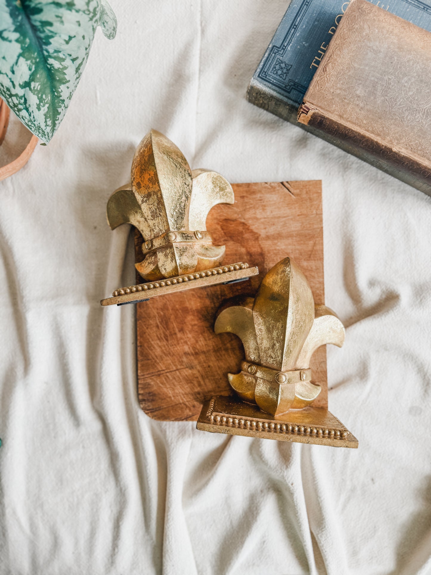 Fleur de Lis Gilded Book Ends
