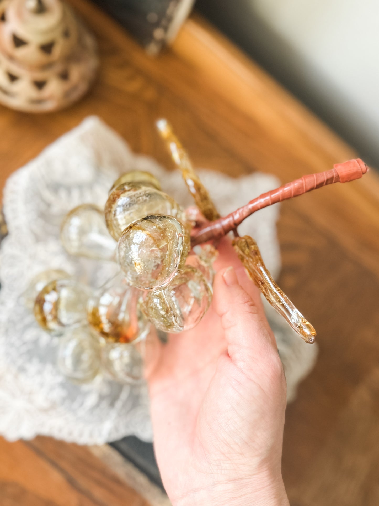 Vintage Murano Amber glass grapes