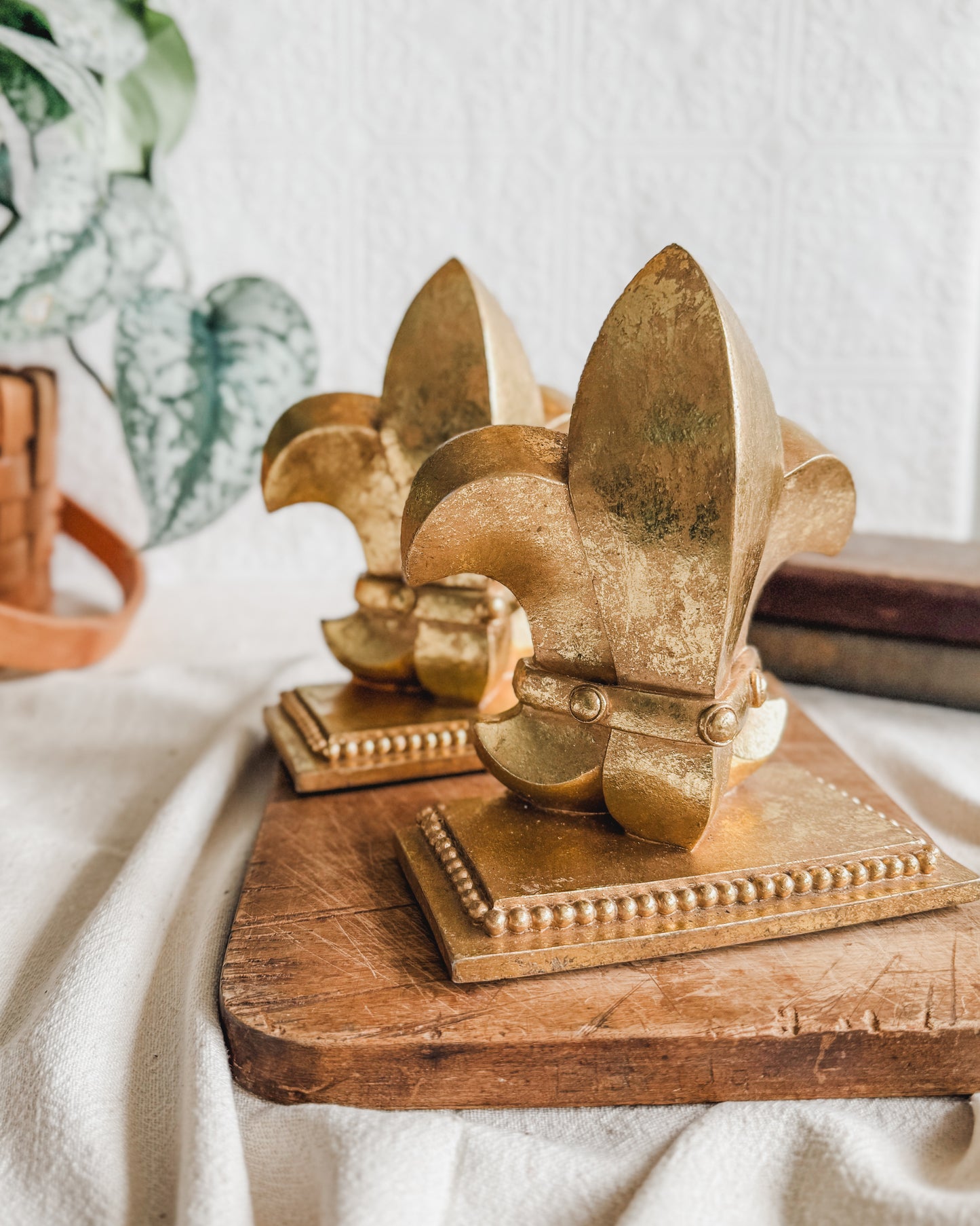 Fleur de Lis Gilded Book Ends