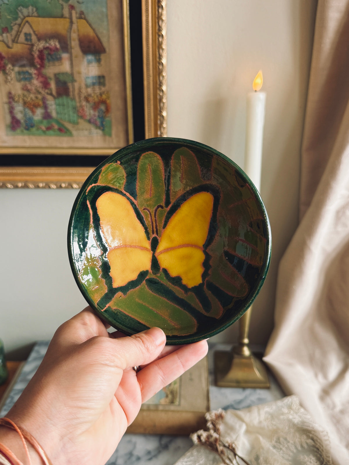 Studio pottery butterfly bowl