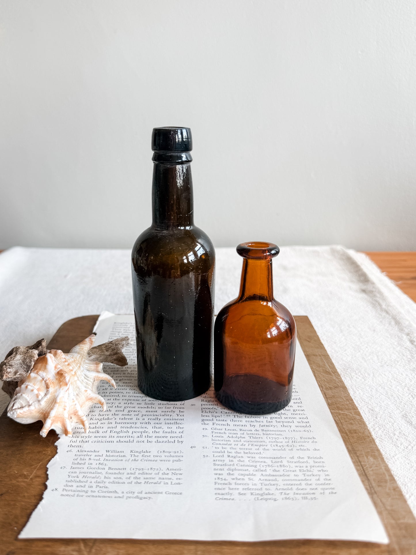 Set of two glass bottles