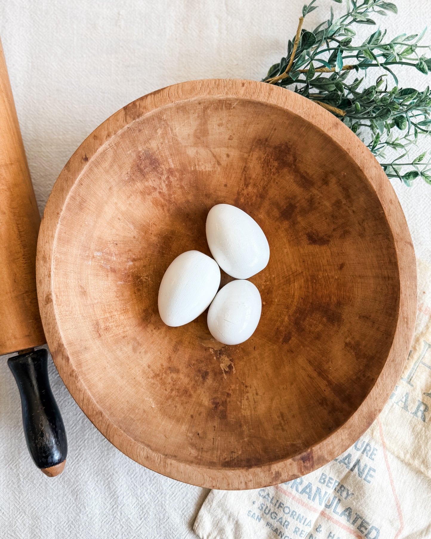 Vintage Wooden Dough Bowl