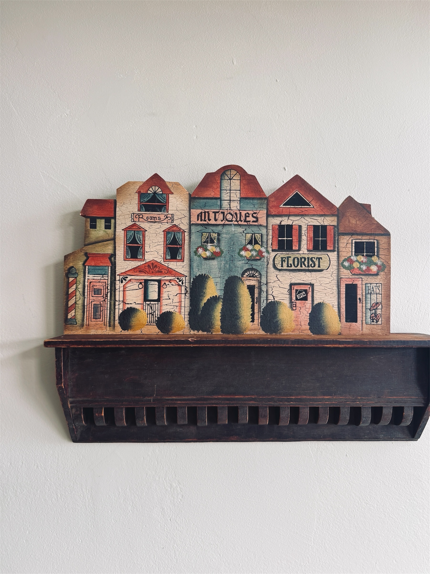 Hand painted wooden street cutout decor