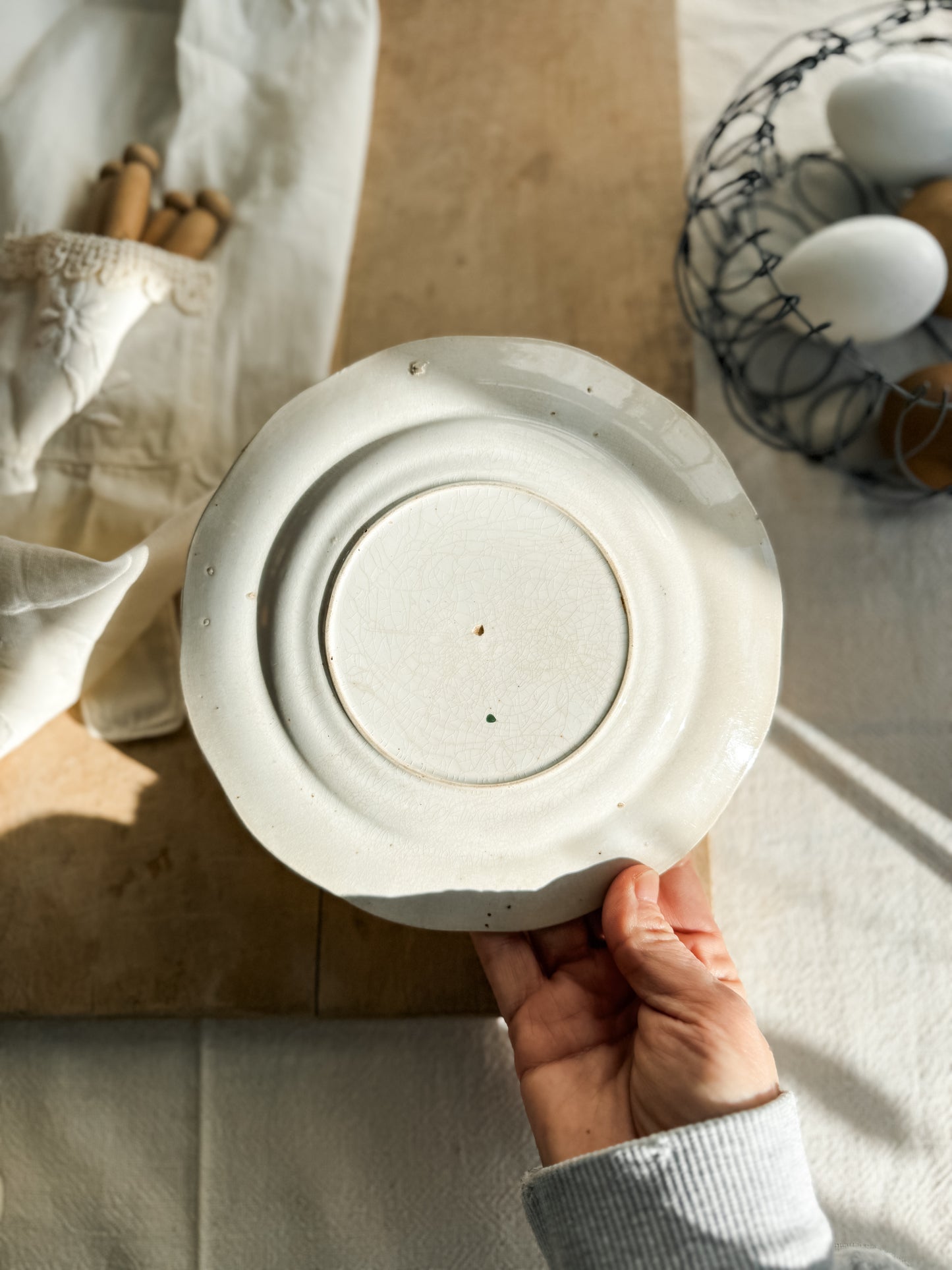 Small hand painted Antique ironstone floral plate