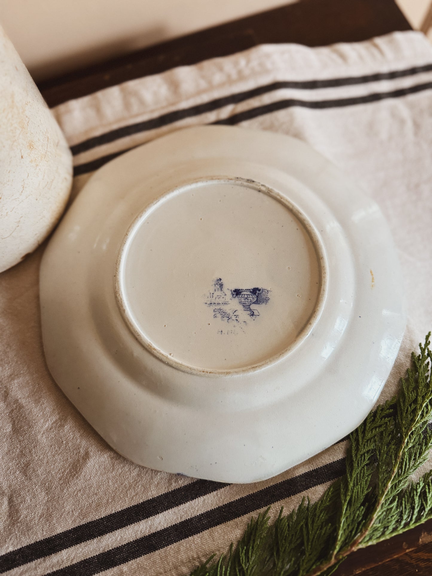 Antique blue Transferware dinner plate