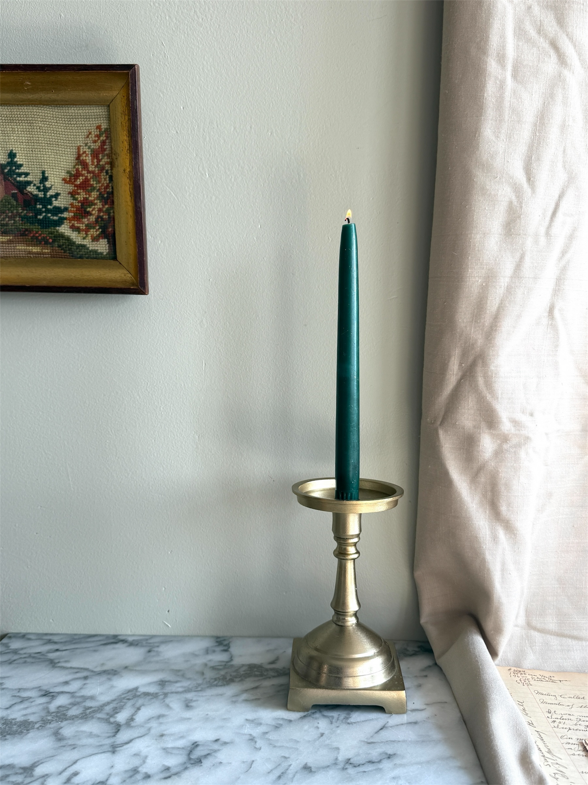 Large gold toned candlestick holder