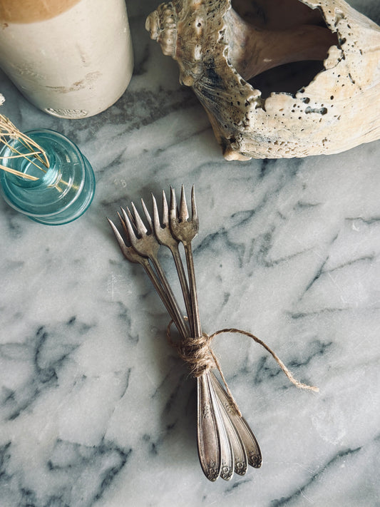 Four Silver Seafood Forks