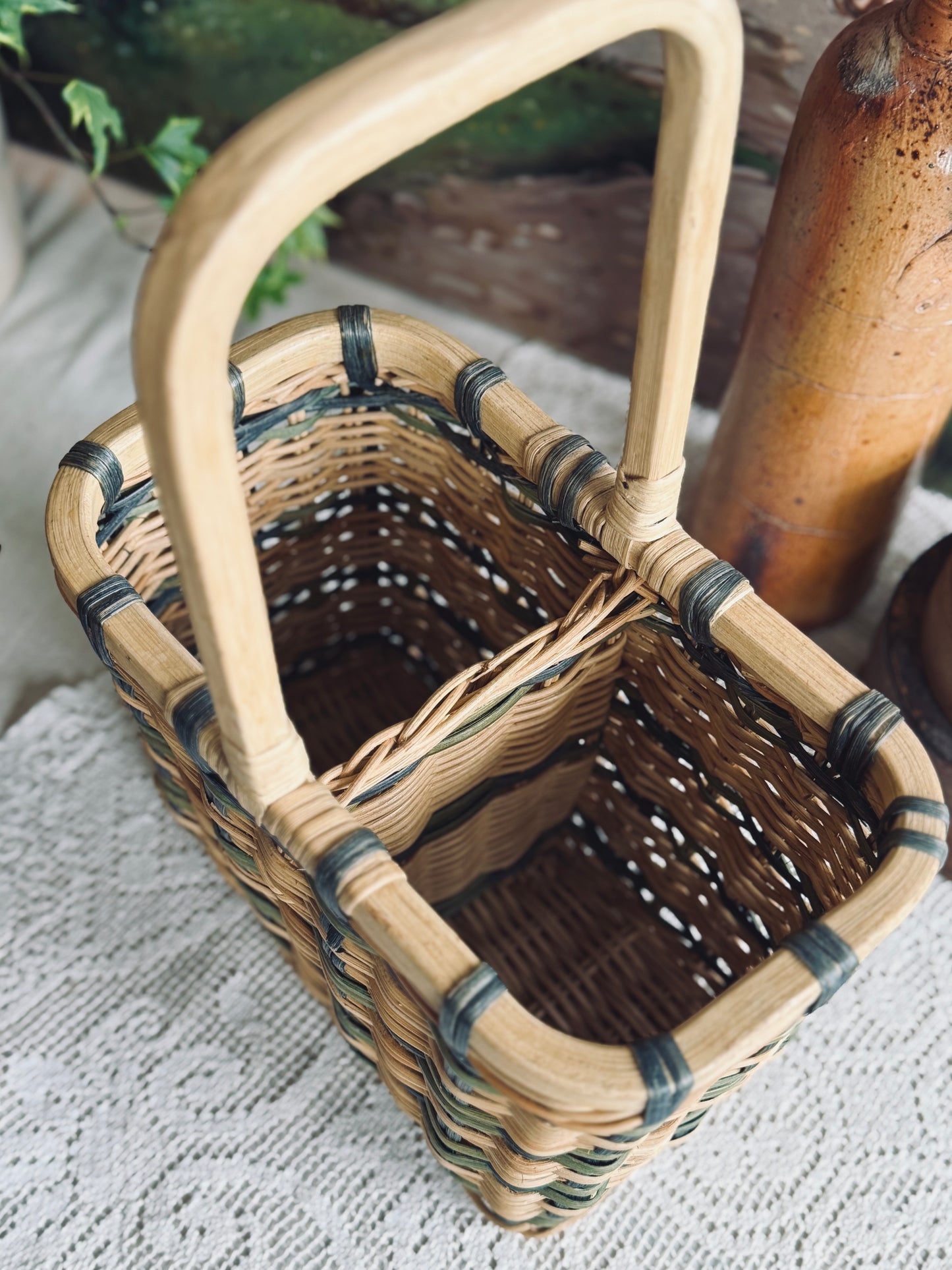 Large Vintage Wicker Wine Basket