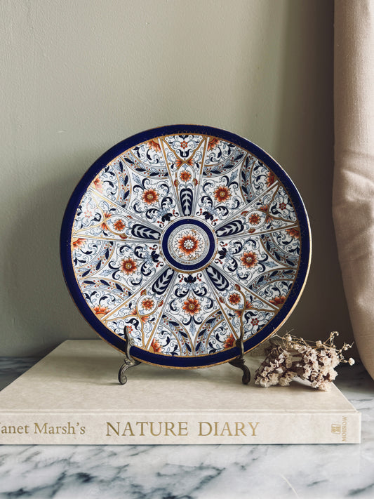 Blue, white and gold china plate