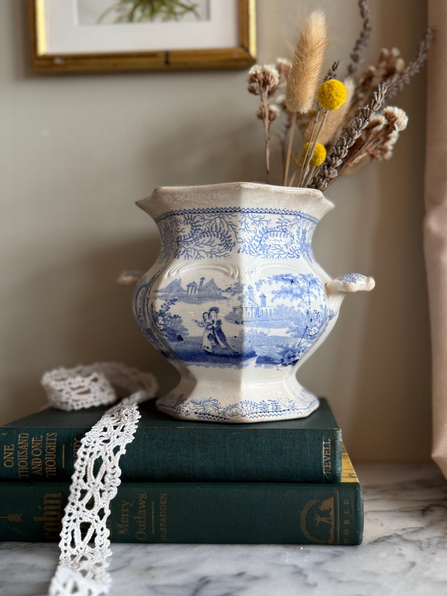 Antique English Ironstone Transfer ware sugar bowl