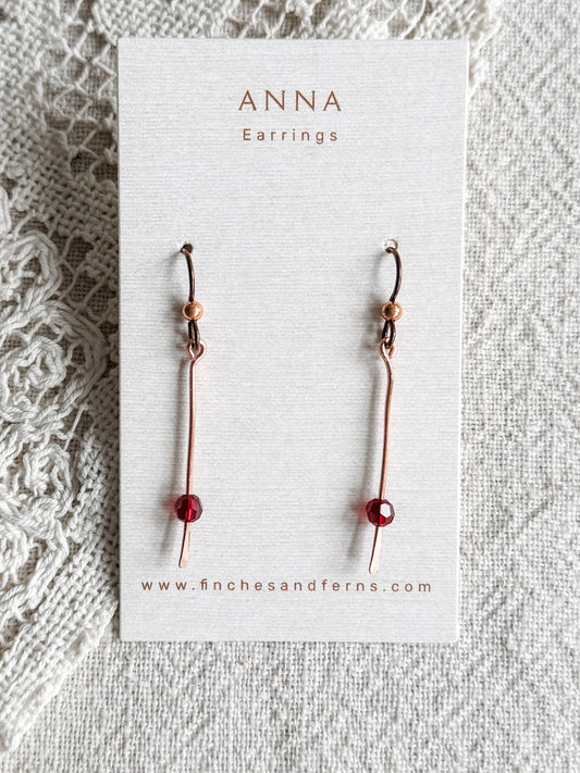 Copper Earring with Red Bead