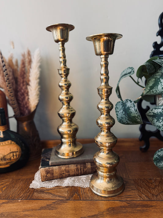 Extra large brass candlestick holders