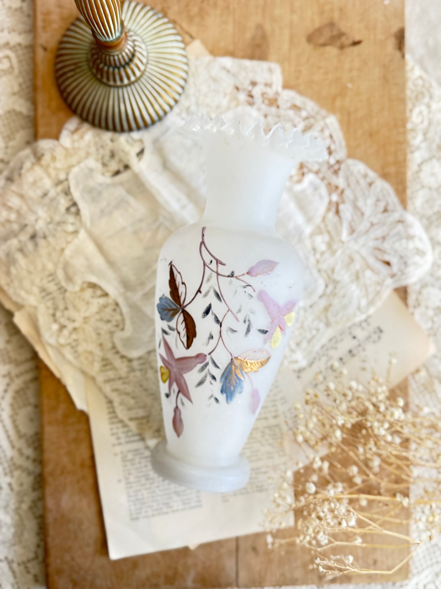 Antique hand painted Bristol vase