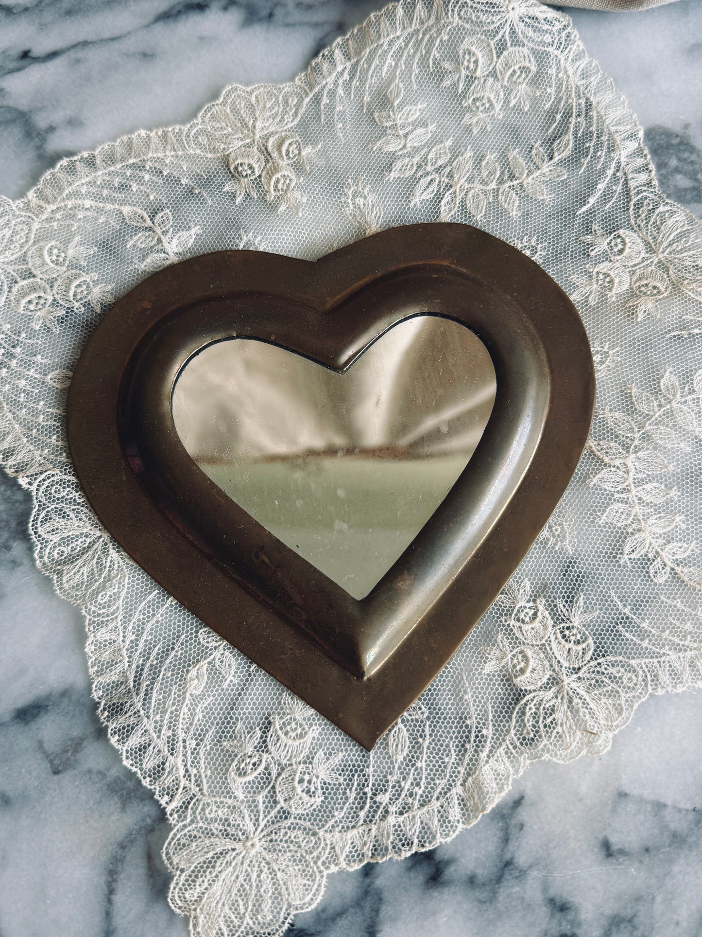 Copper heart mirror