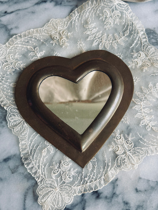 Copper heart mirror