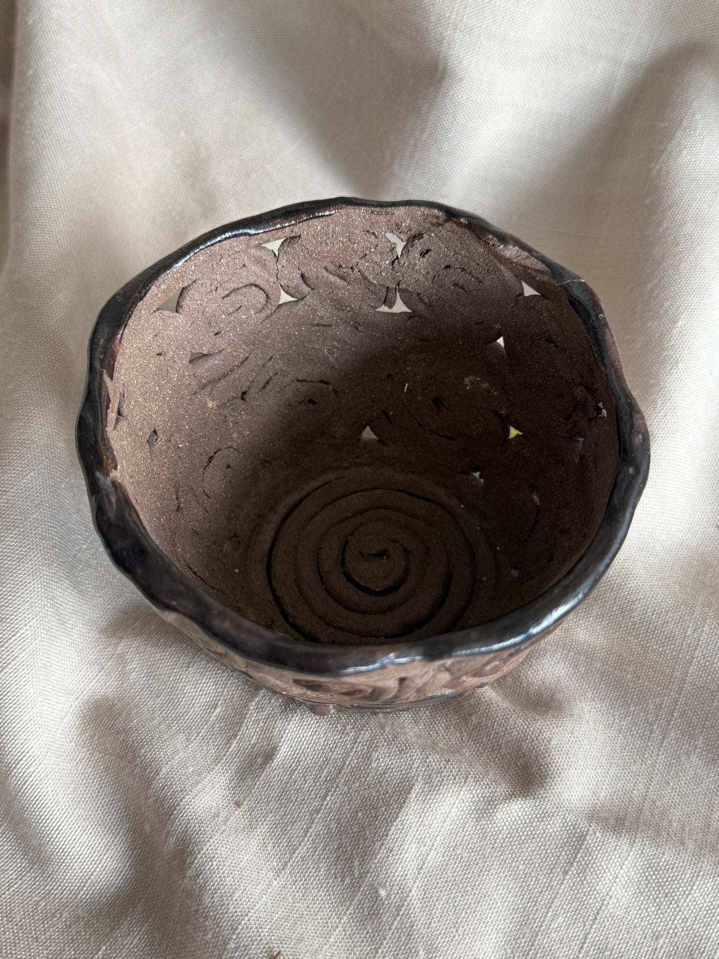Unique handmade clay basket/planter