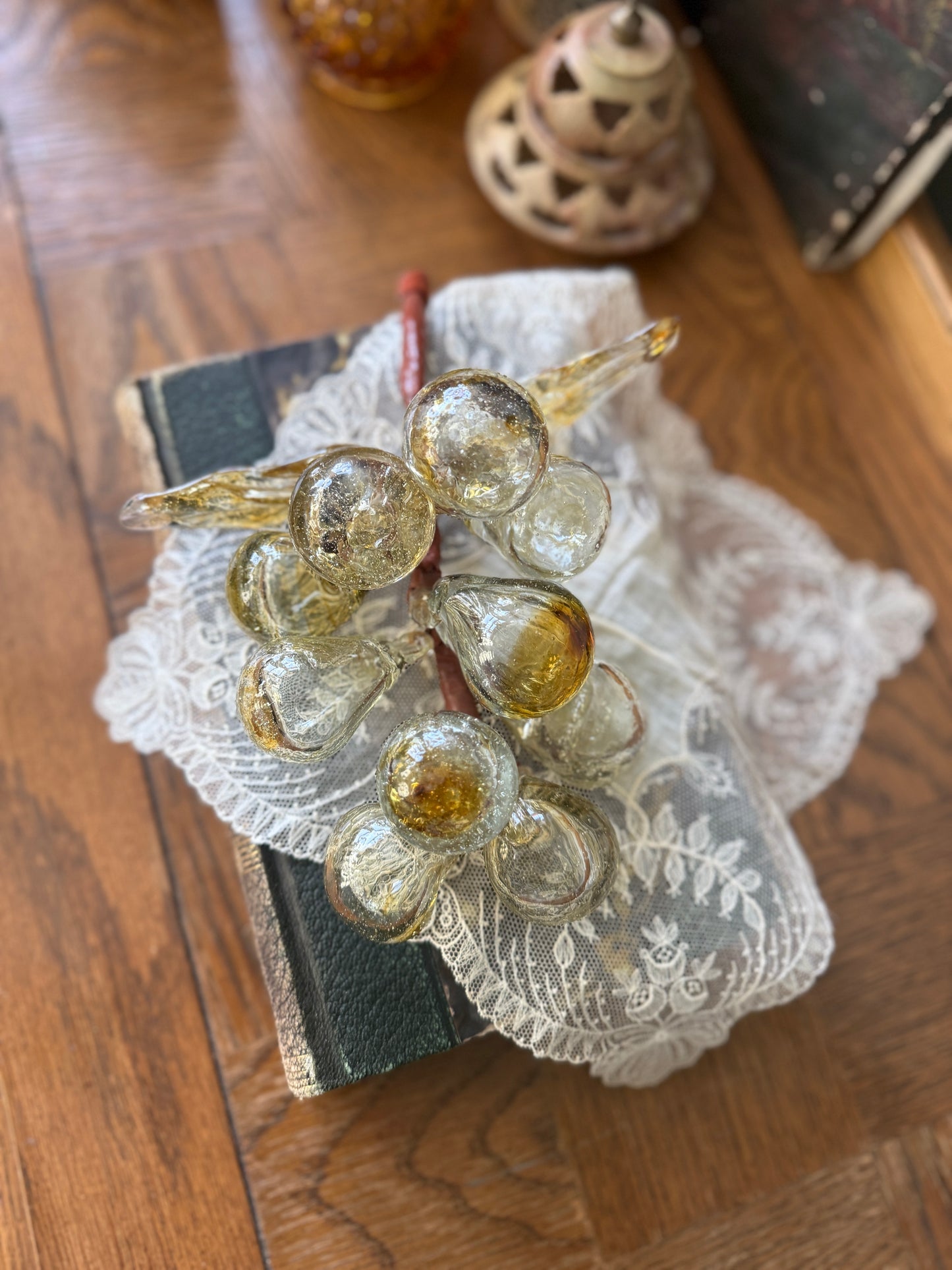 Vintage Murano Amber glass grapes