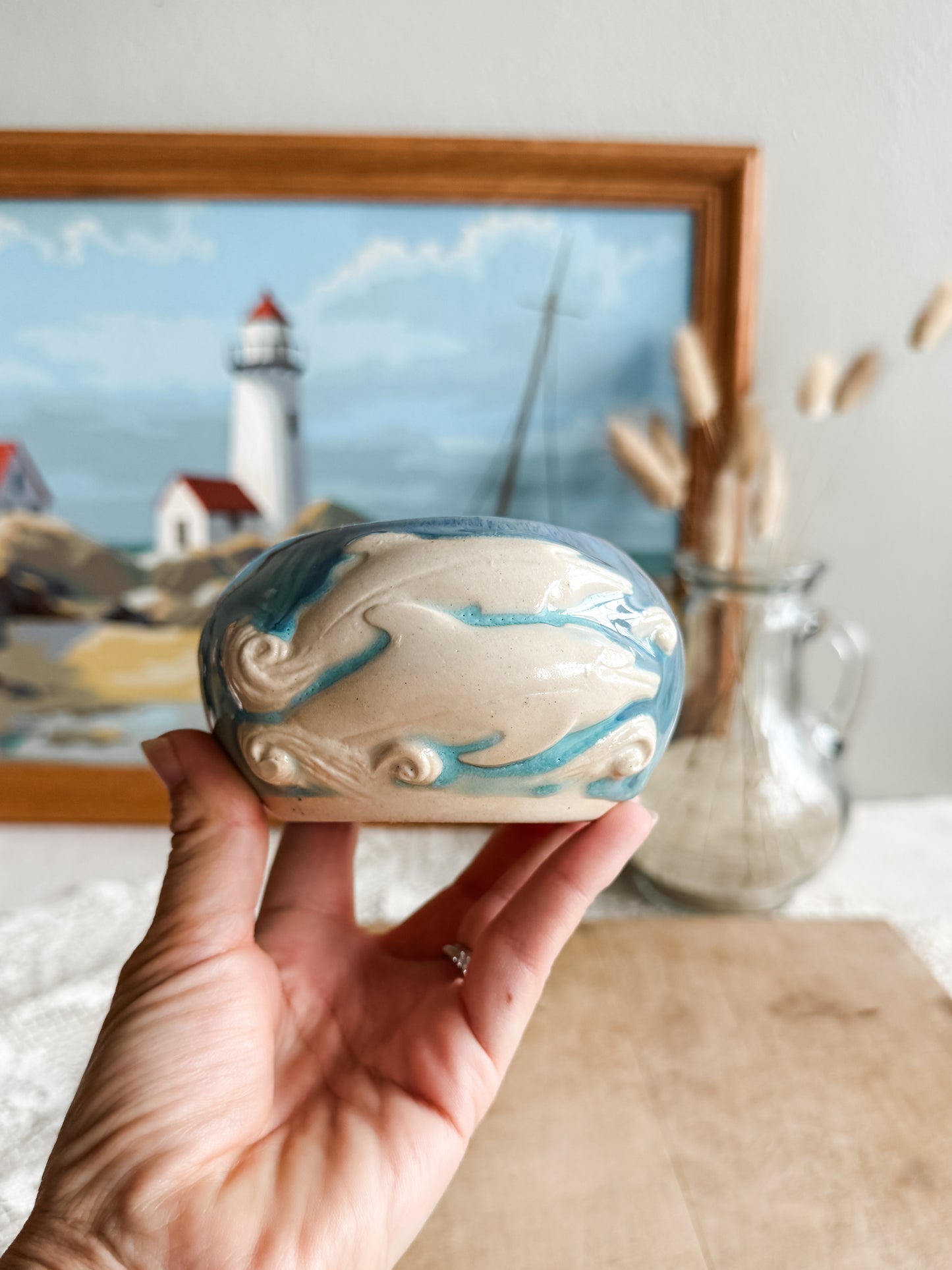 Dolphin Pottery Bowl or Planter