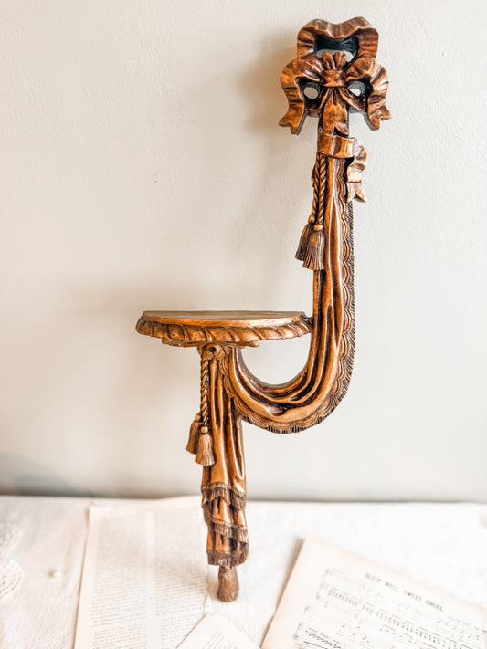 Gilt Bow and fabric resin wall shelf