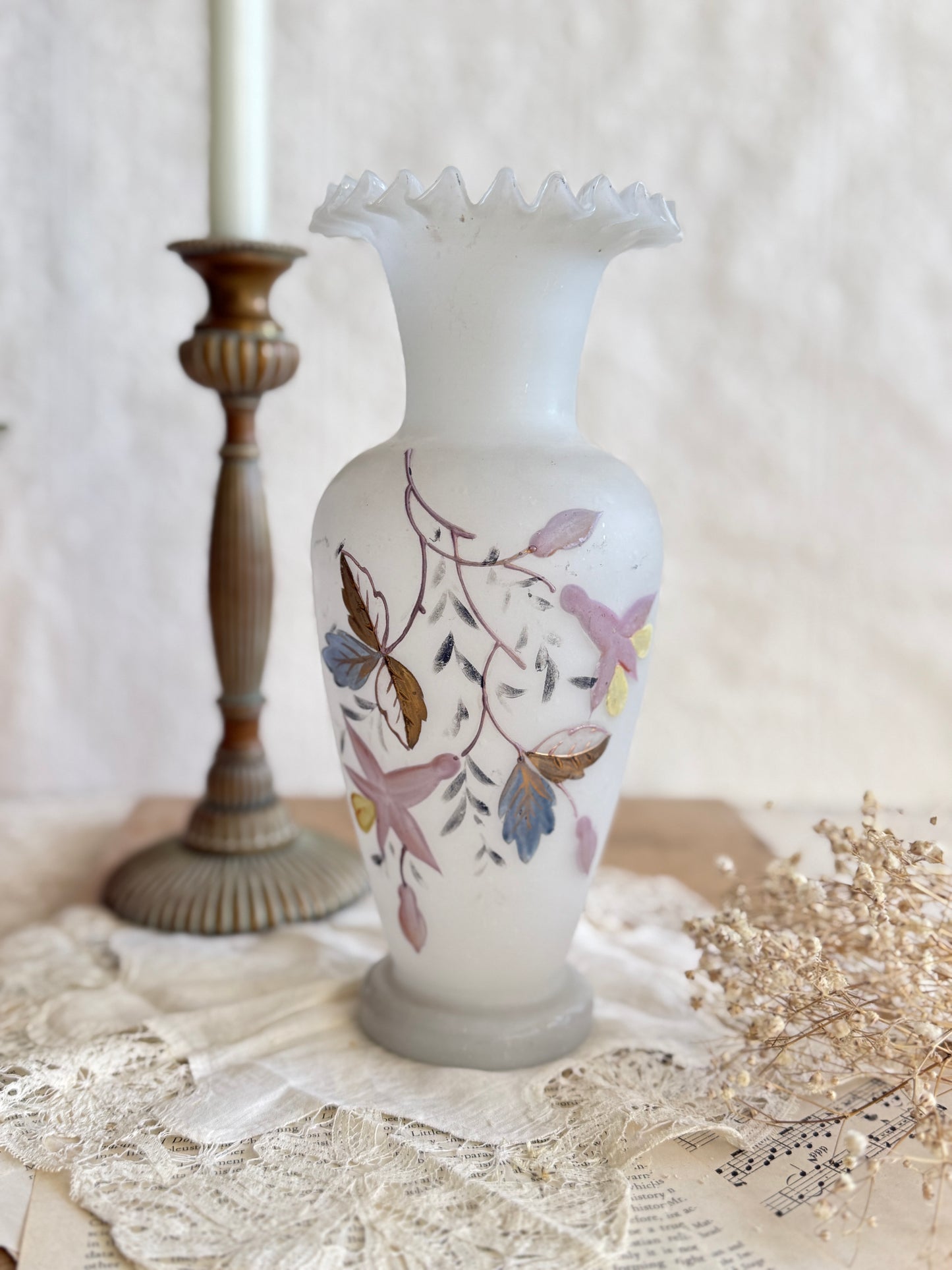Antique hand painted Bristol vase