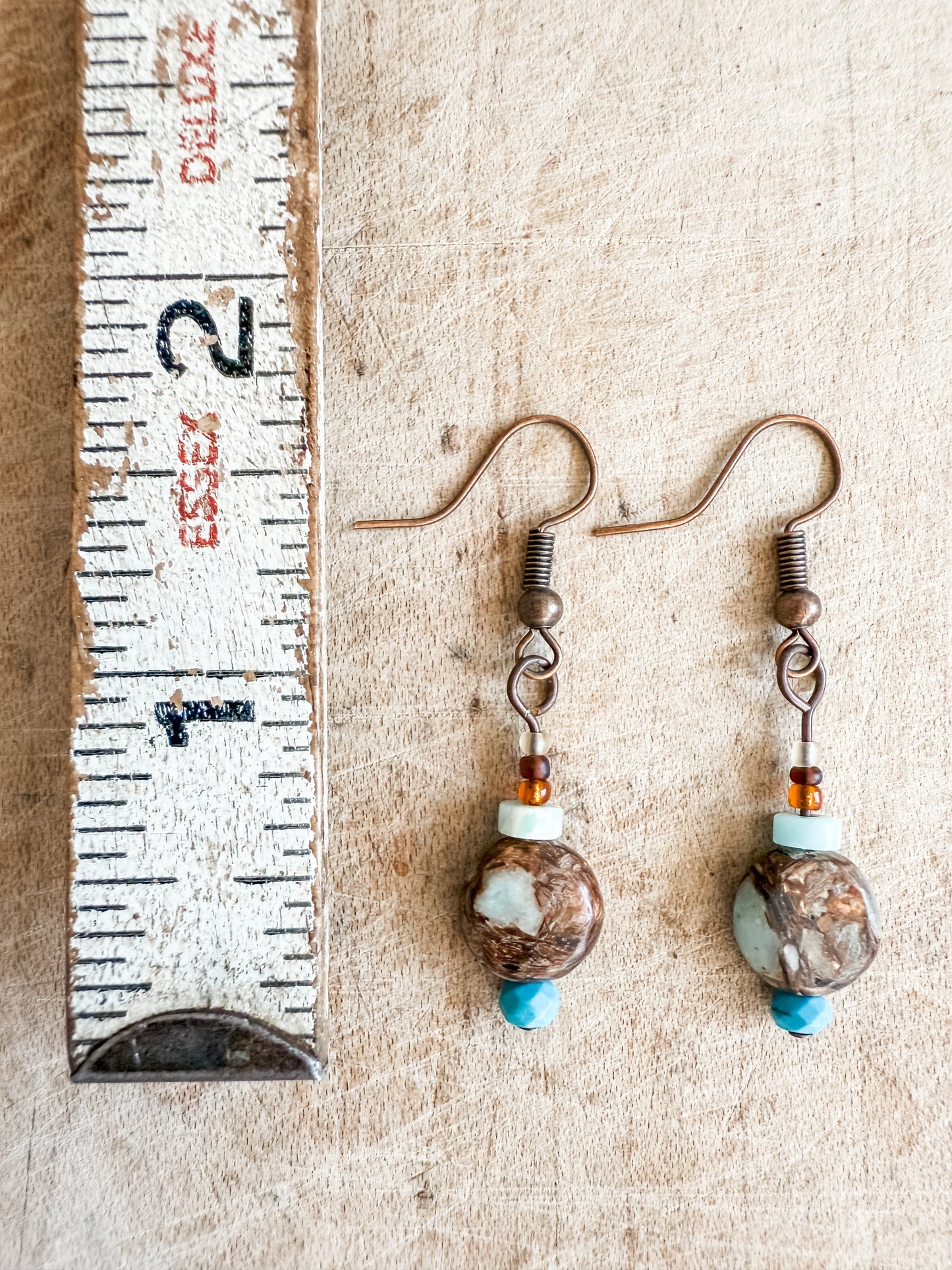 Natural Stone and Copper Earrings