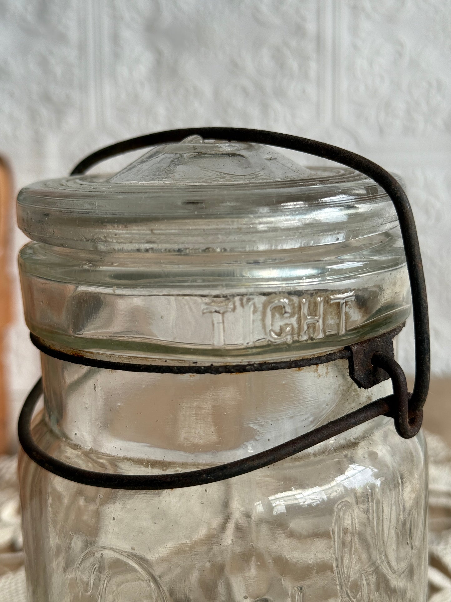 Antique “Double Safety” glass canning jar