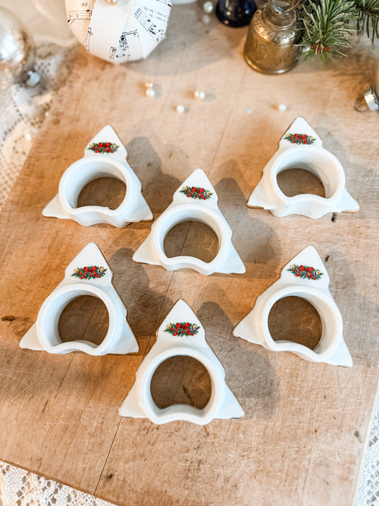 Porcelain tree shaped napkin rings