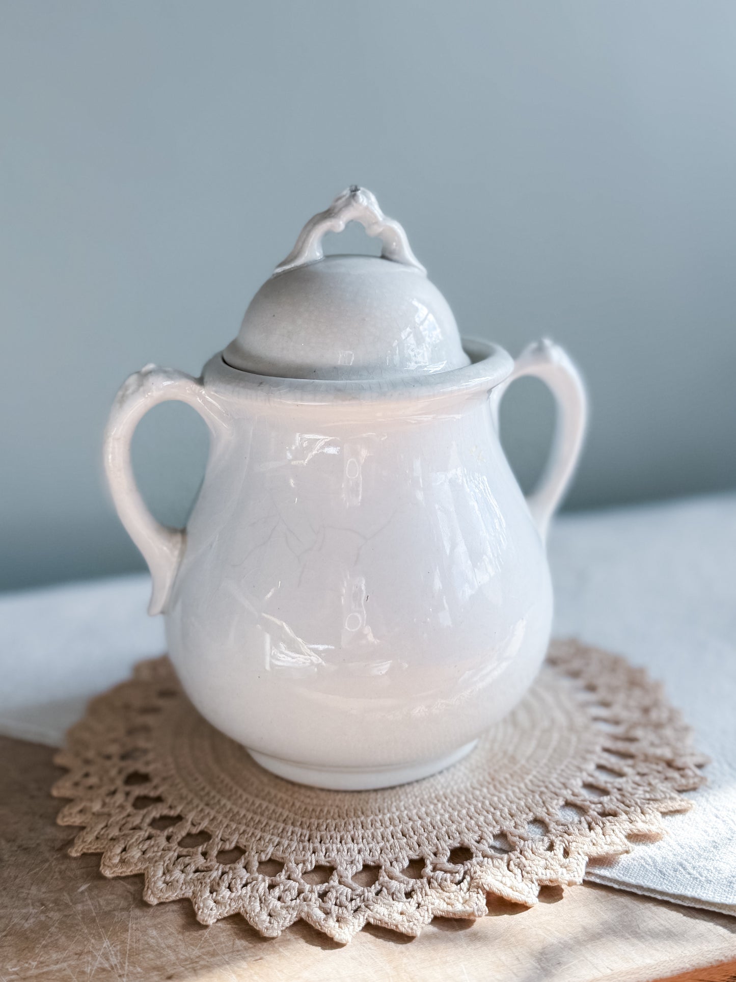 Antique Ironstone Sugar Bowl/Biscuit Jar