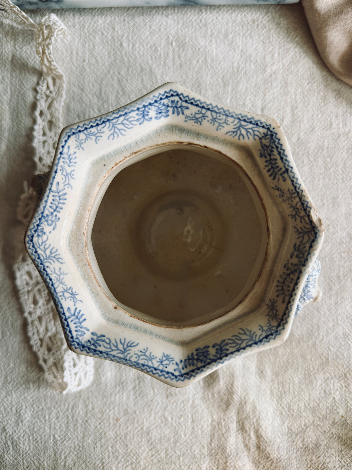 Antique English Ironstone Transfer ware sugar bowl