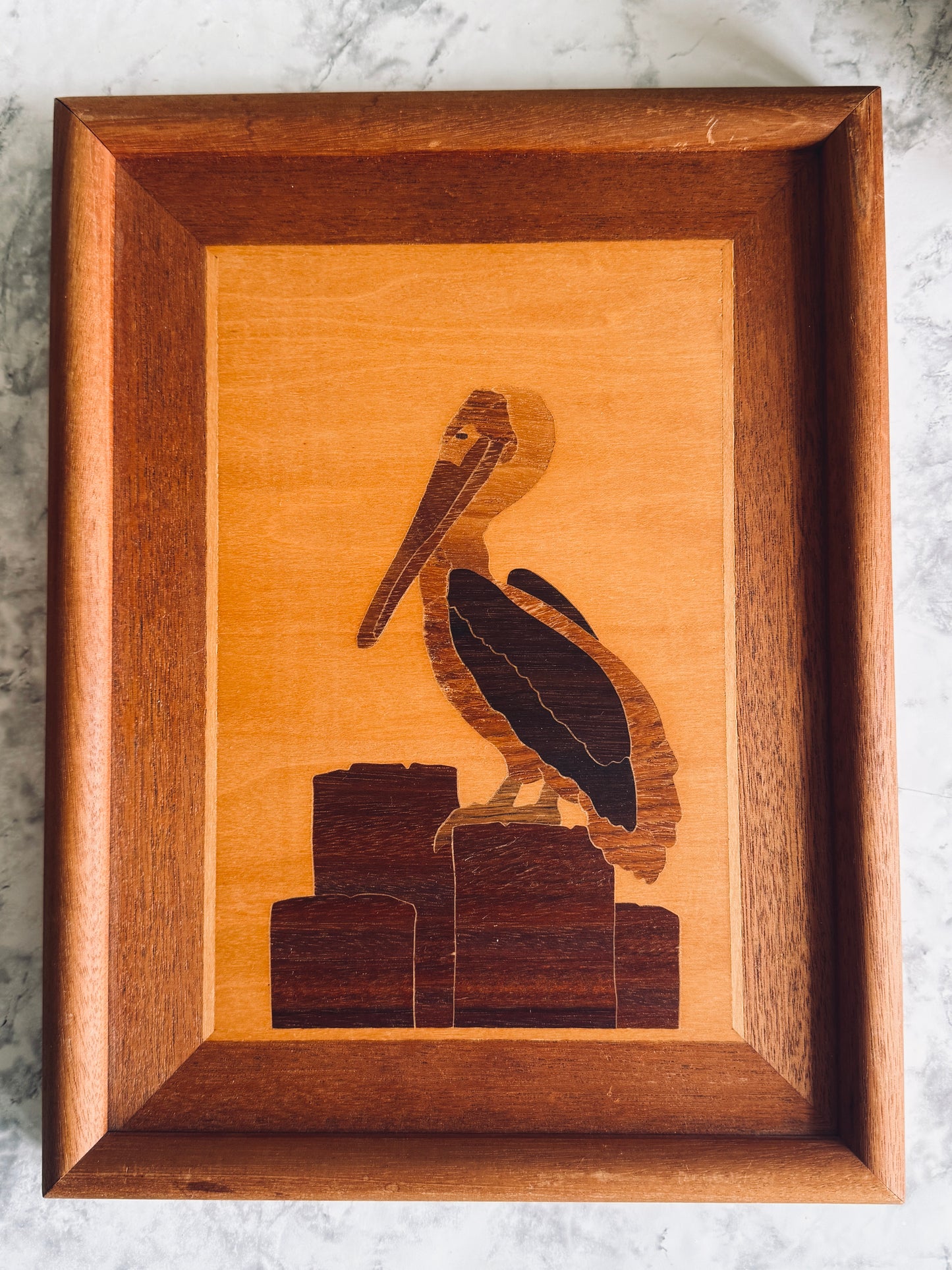Pelican inlay marquetry