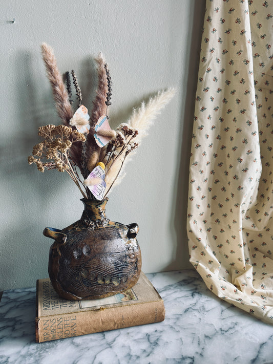 Studio pottery vase with handles