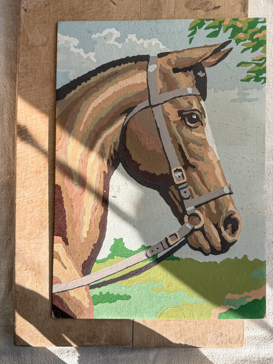 Vintage Paint by Number Horse Profile Side View