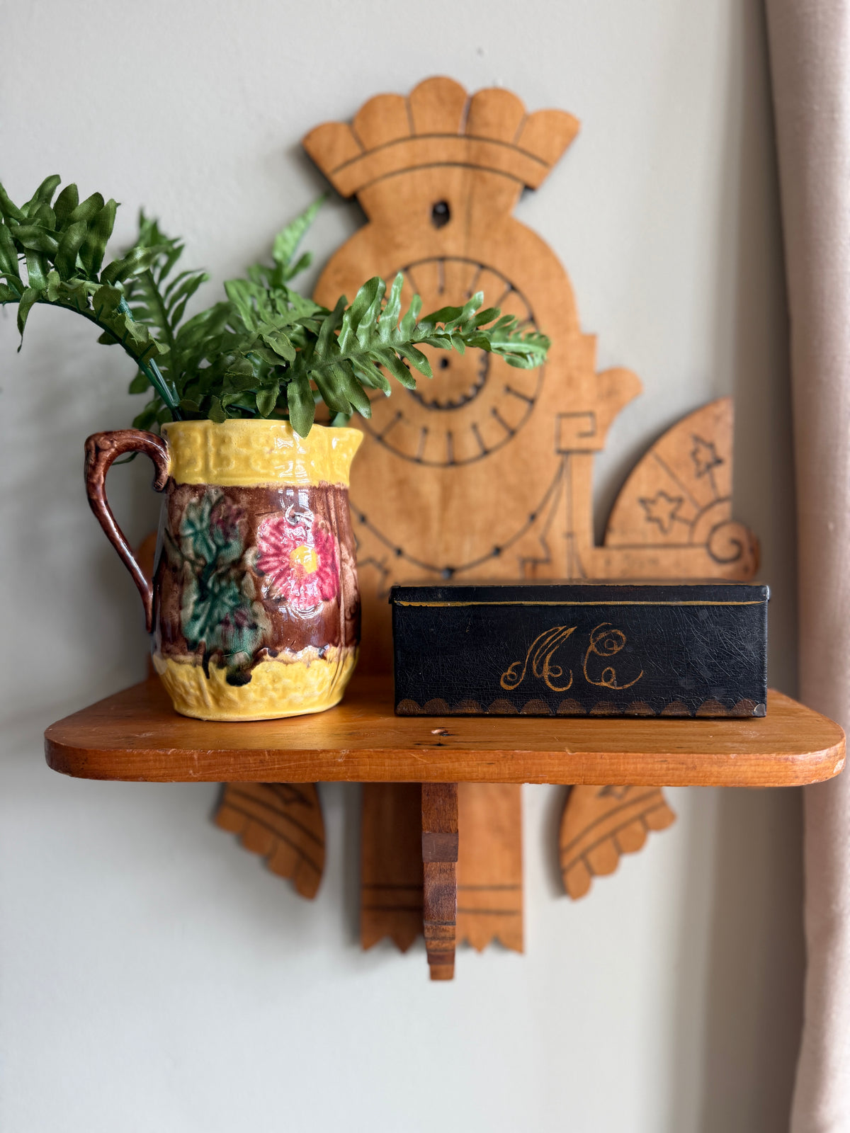 Antique hand carved shelf