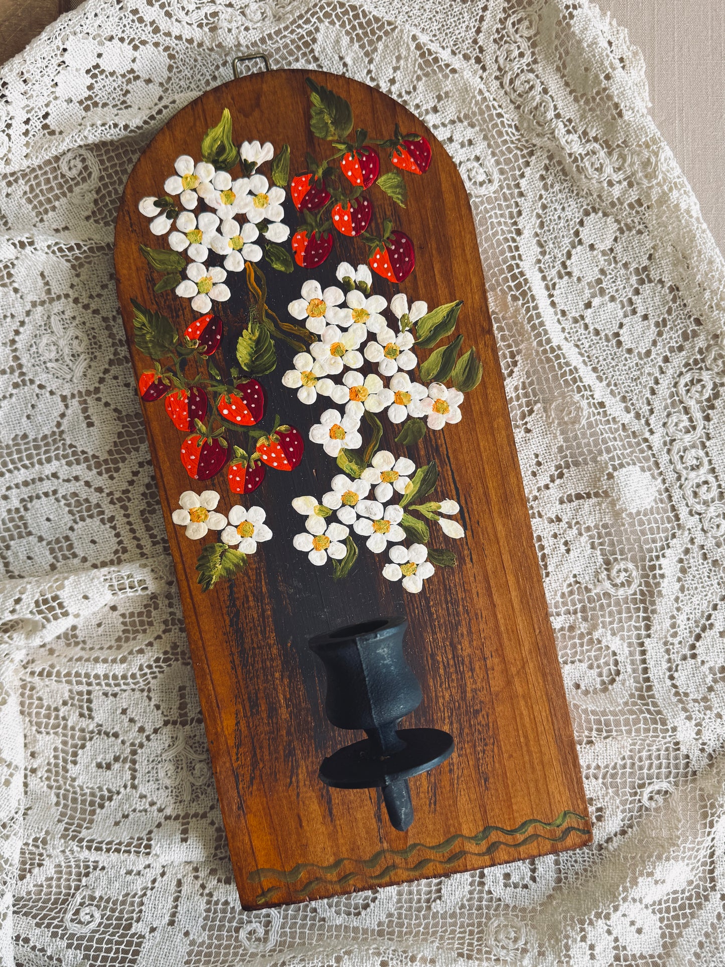 Vintage Handpainted strawberry sconce