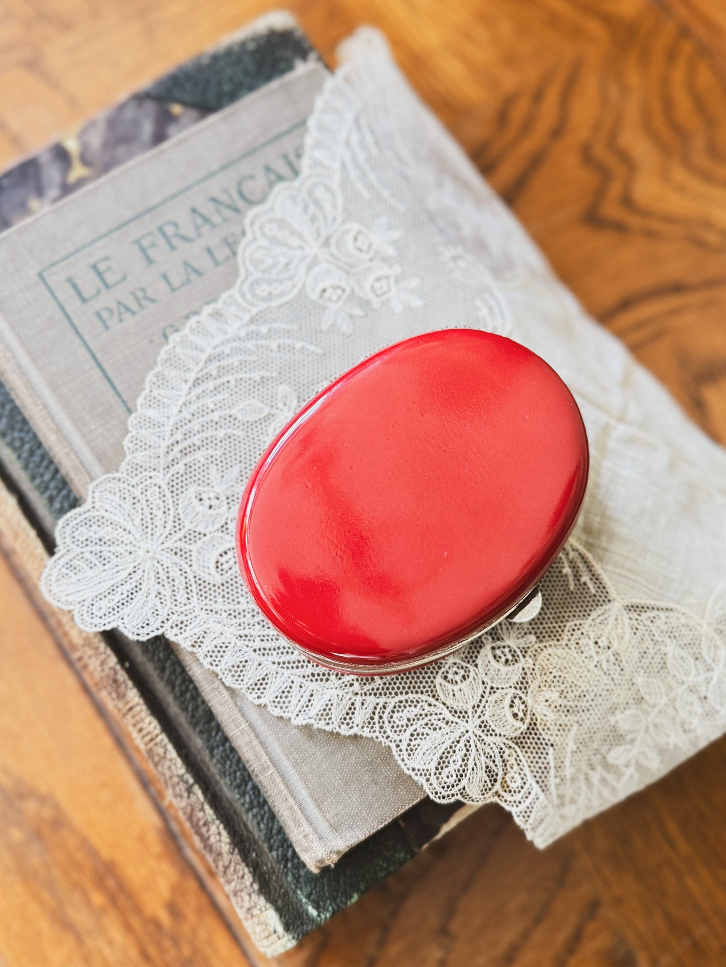 Vintage French Hand-painted Trinket Box