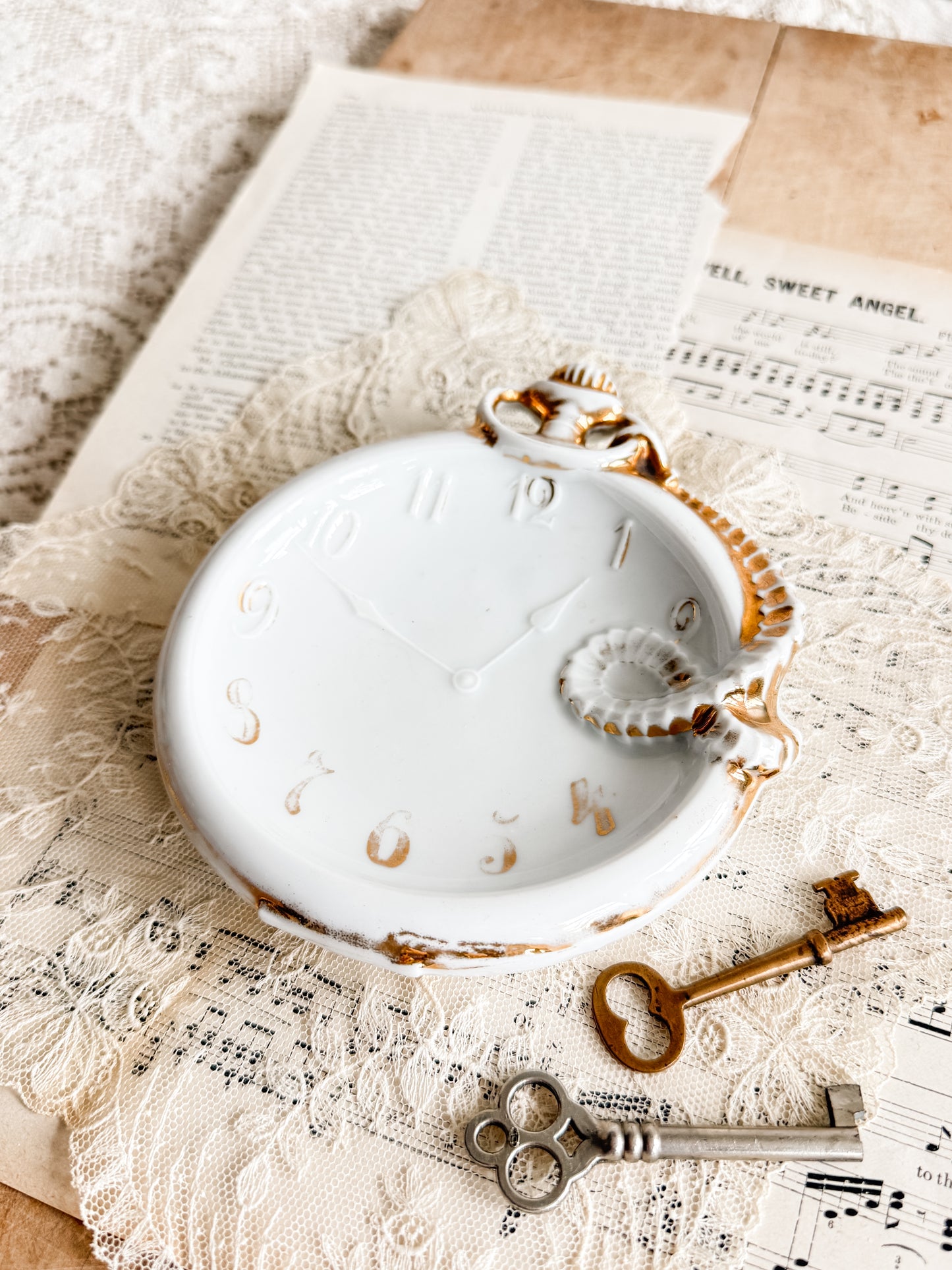 Hand painted porcelain clock dish