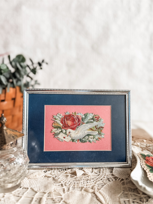 Antique Victorian Calling Card, matted and framed