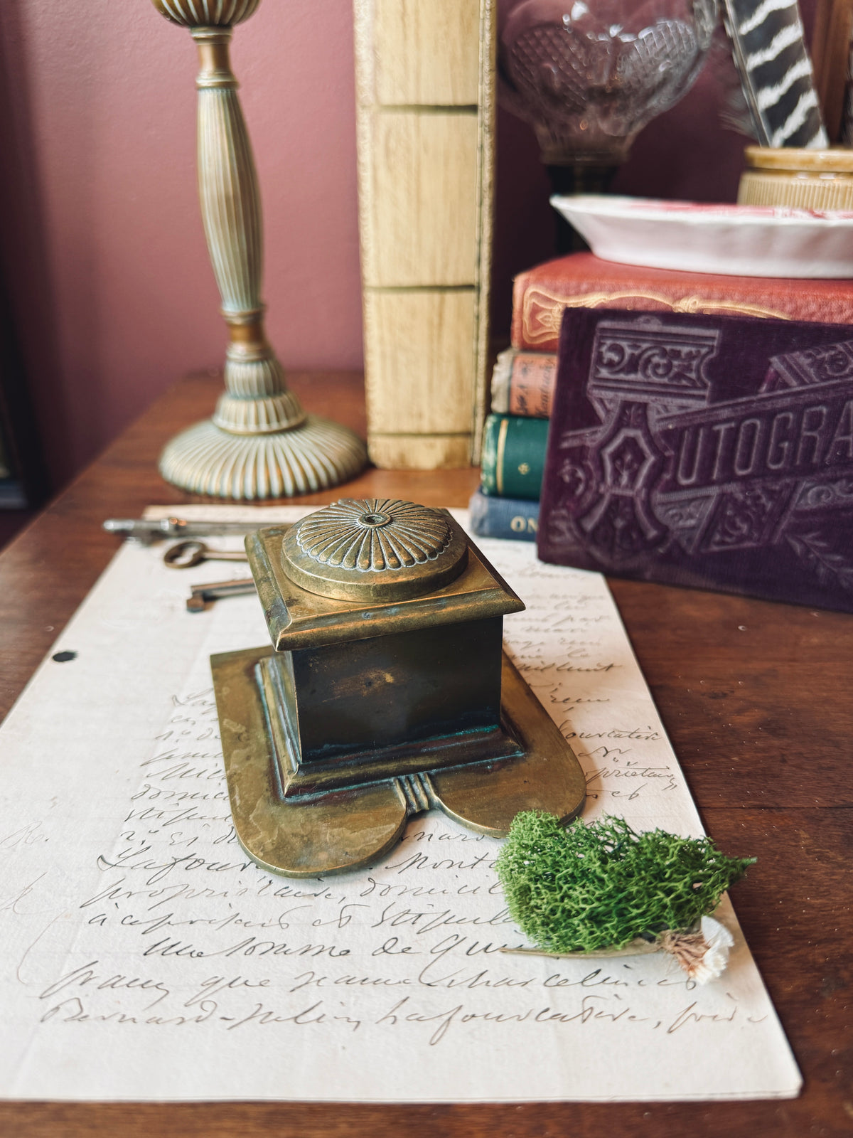 Vintage/Antique Brass inkwell