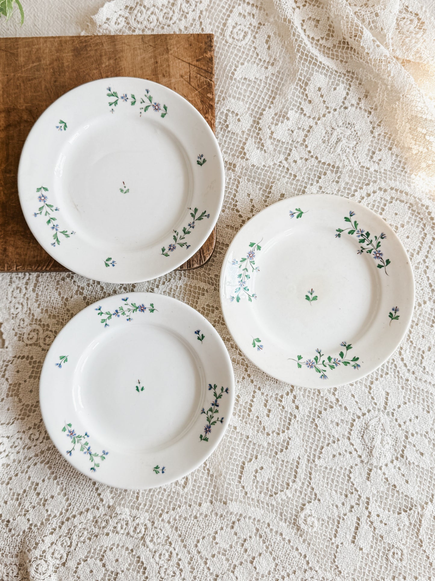 3 Antique French dessert plates (1820’s-1830’s)