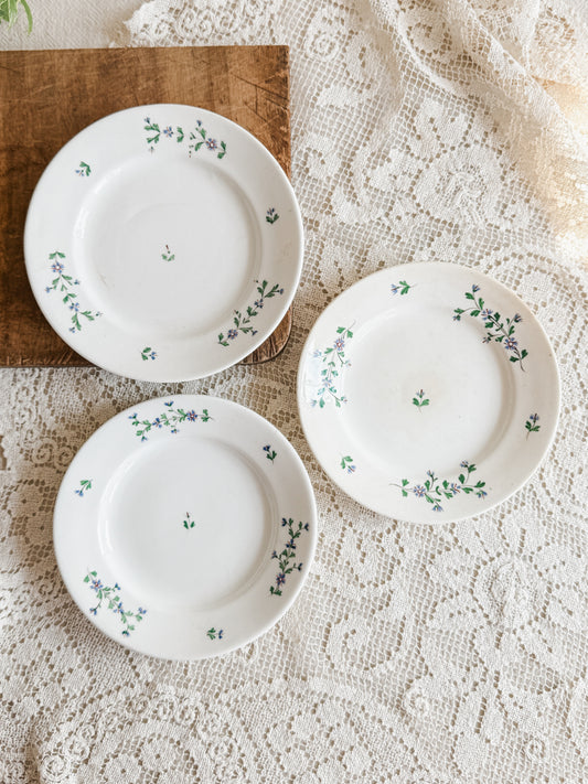 3 Antique French dessert plates (1820’s-1830’s)
