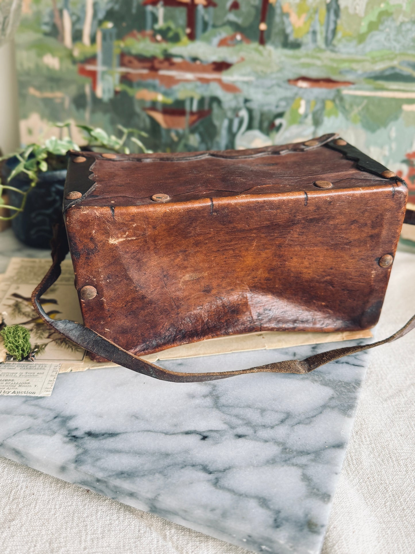 Unique Leather Bag with metal clasp