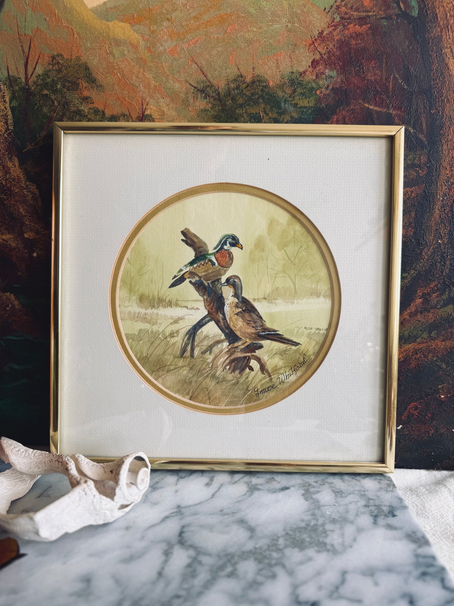Original watercolor artwork of Wood Ducks