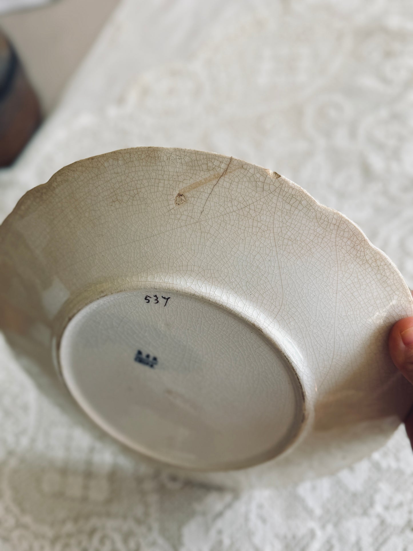 Floral stained and crazed plate