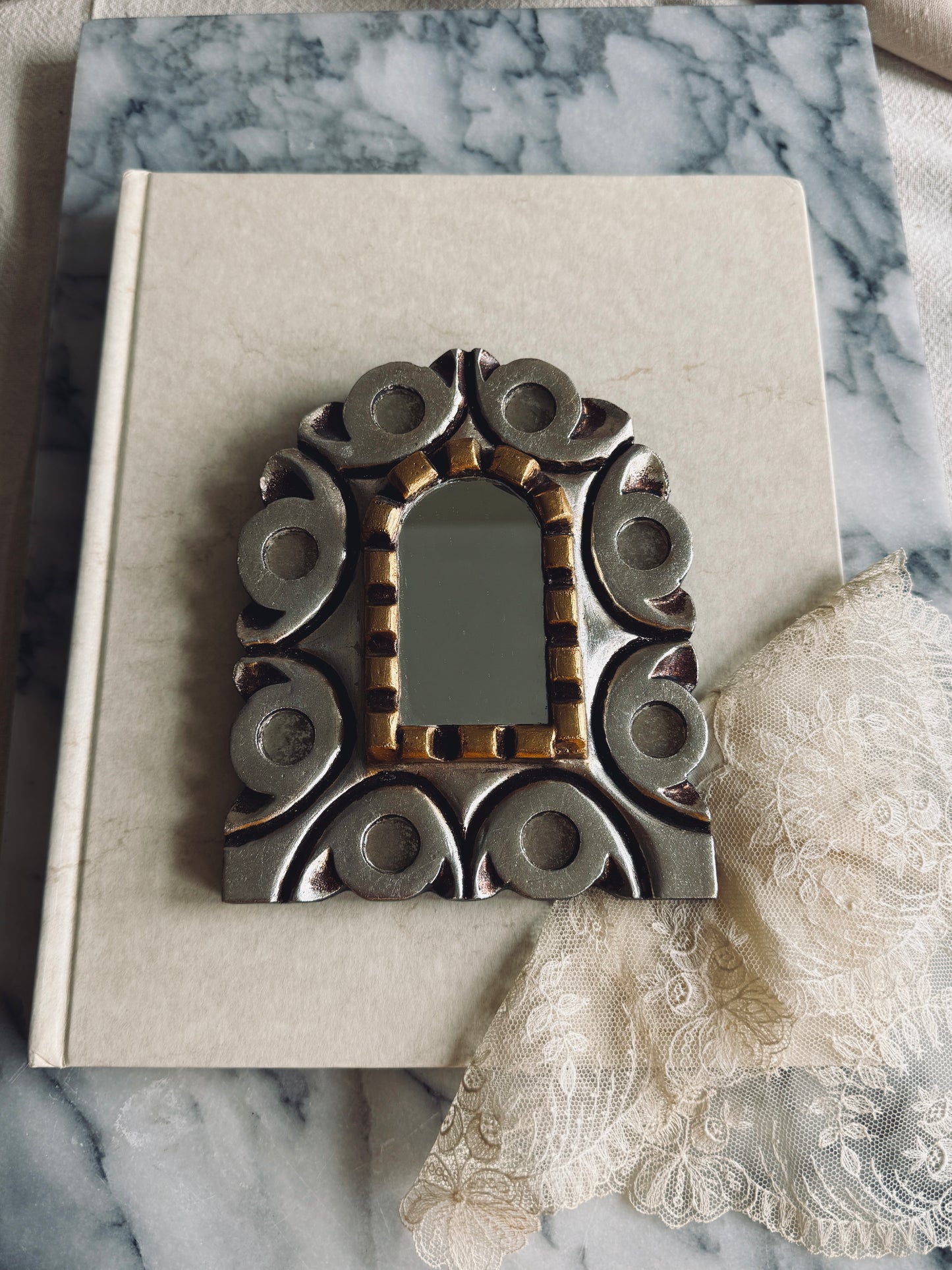 Small Peruvian gold and silver Mirror