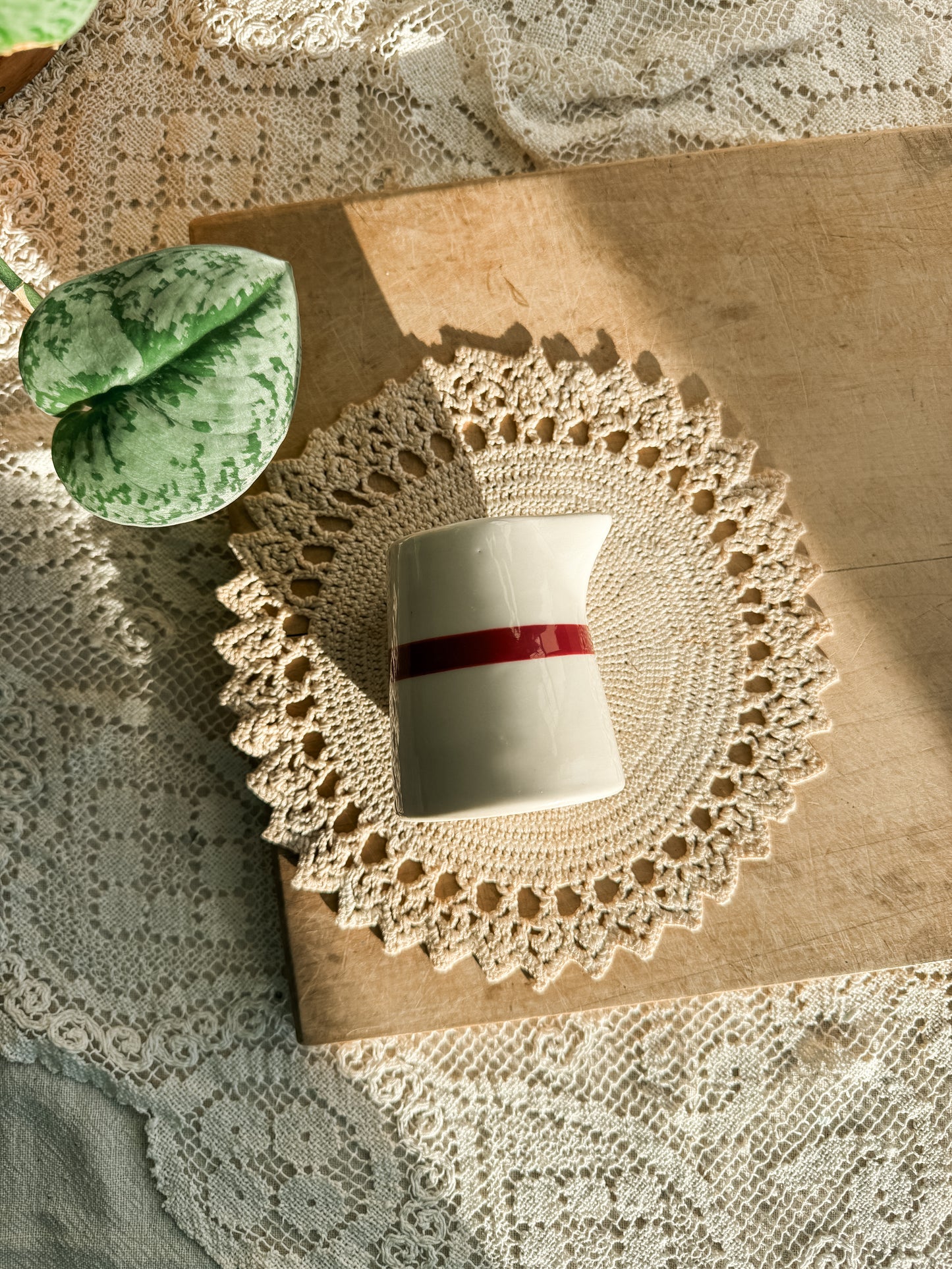 Small creamer with red stripe