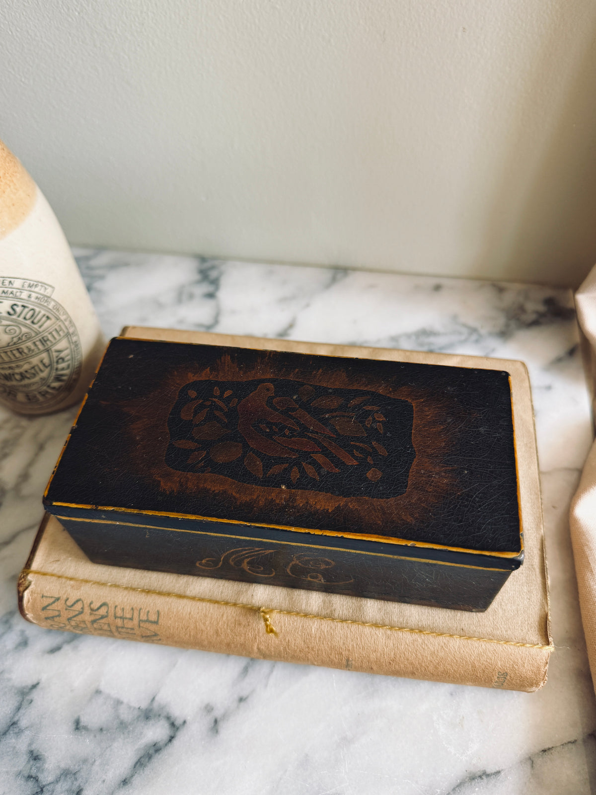 Antique handpainted toleware box