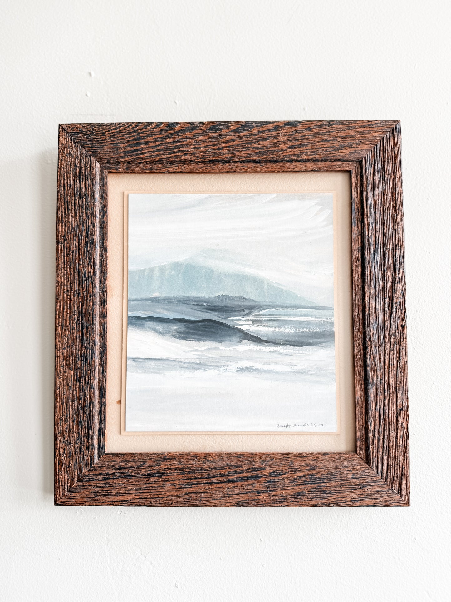 Original framed watercolor “Seaside” scene signed Gayle Anderson
