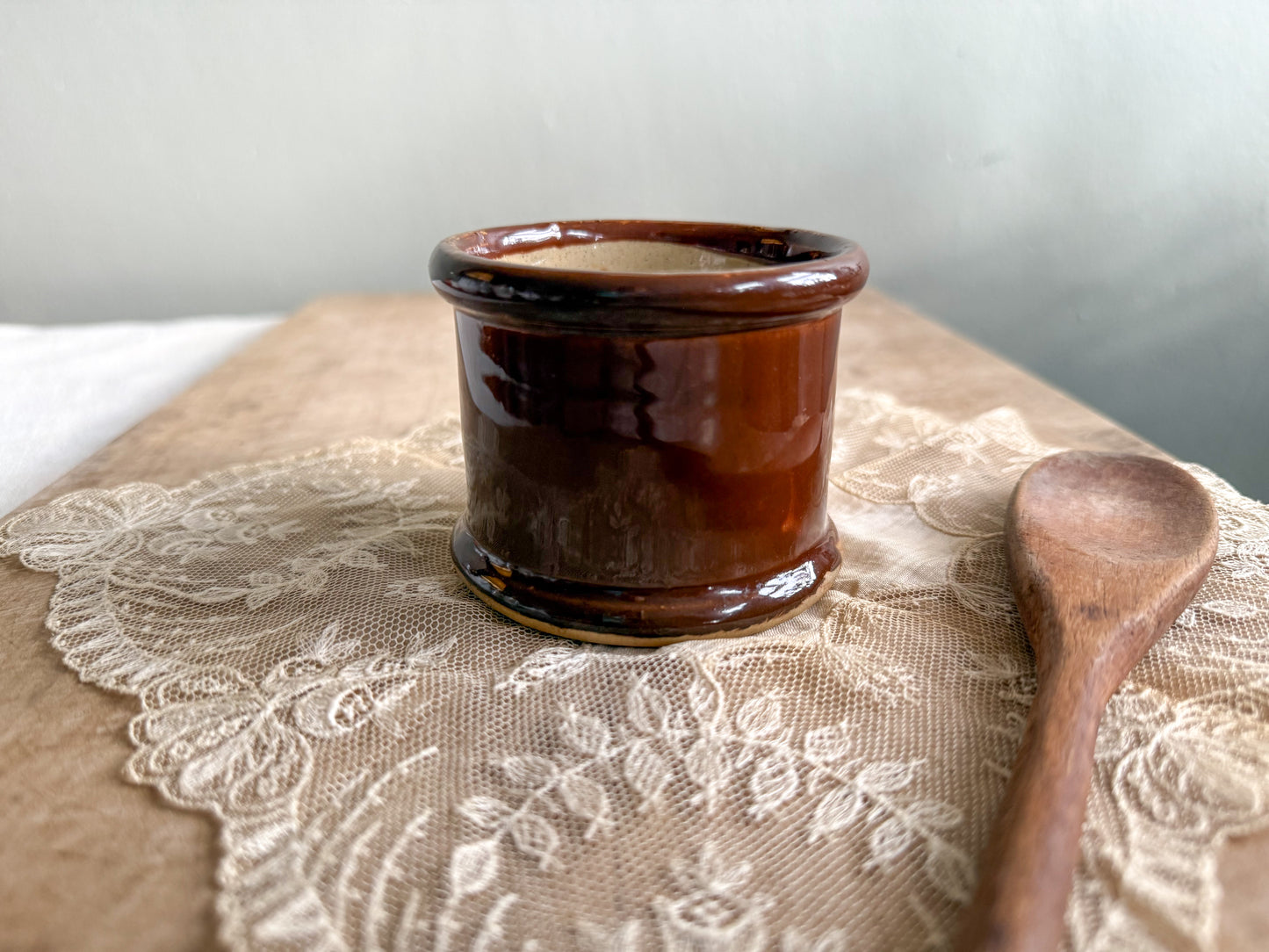 Small Brown Stoneware Cream Pot