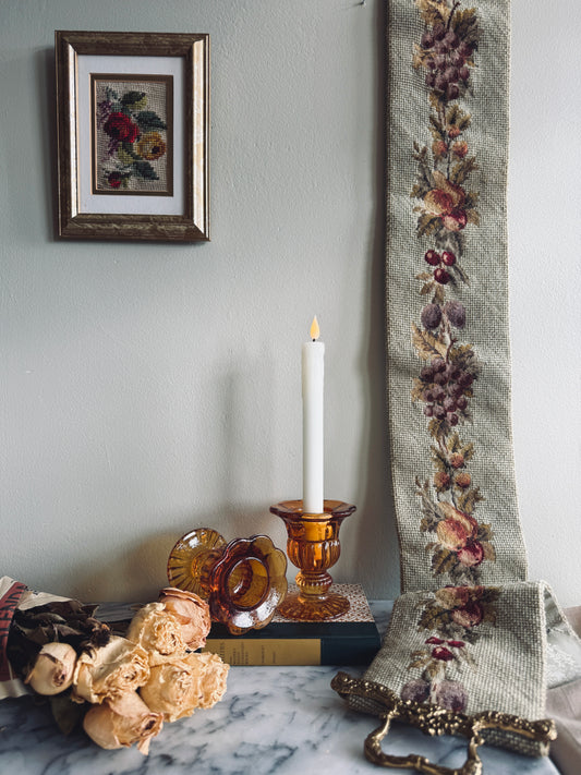 Vintage amber candlestick holders