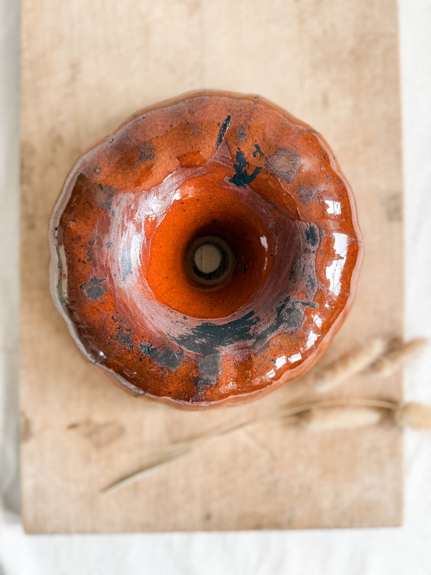 Antique Redware Bundt Pan